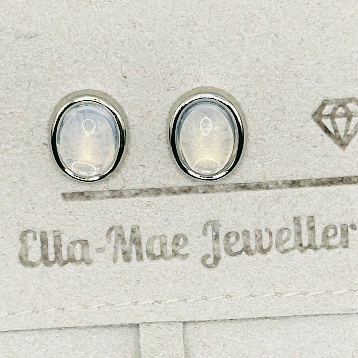 Oval Moonstone Silver Stud Earrings