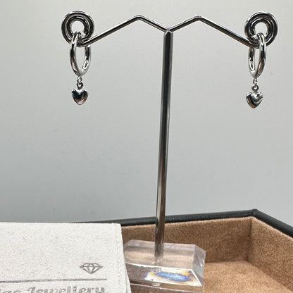 Sterling Silver Heart Hoop Earrings