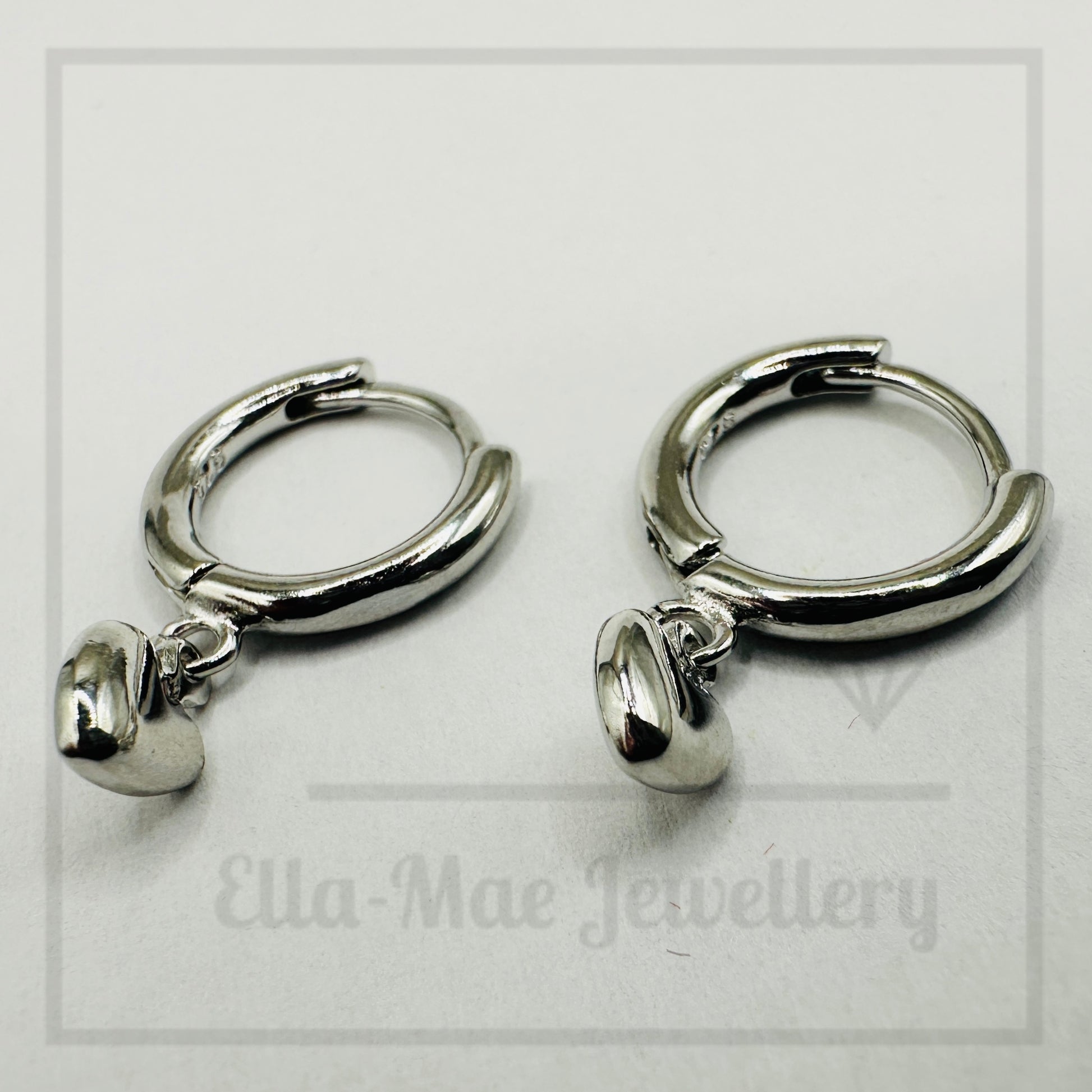 Silver Heart Hoop Earrings