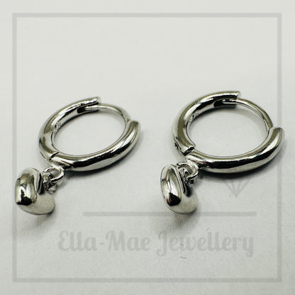 Silver Heart Hoop Earrings