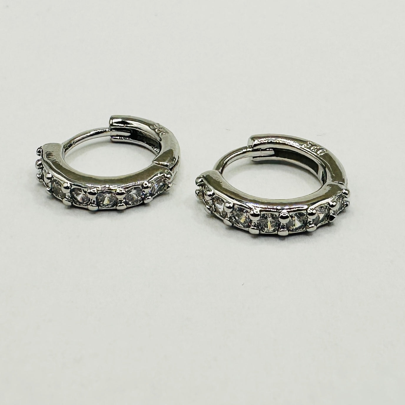 Encrusted Mini Hinged Hoop Earrings