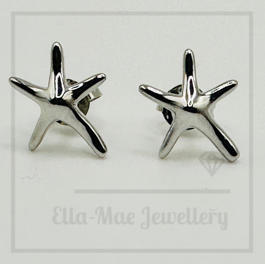 Silver Starfish Stud Earrings