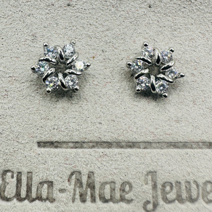 Entwined Crystal Flower Stud Earrings