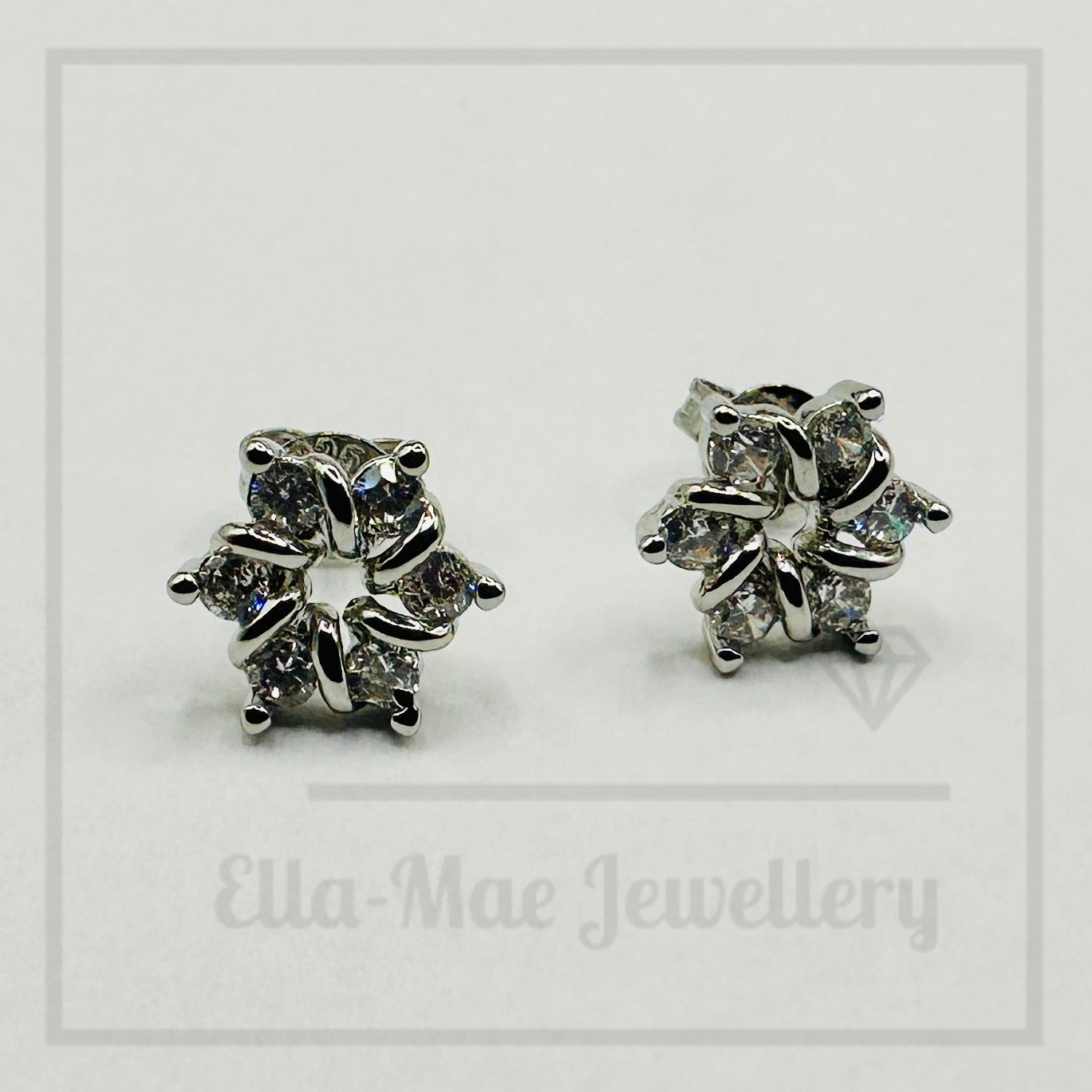 Entwined Crystal Flower Stud Earrings