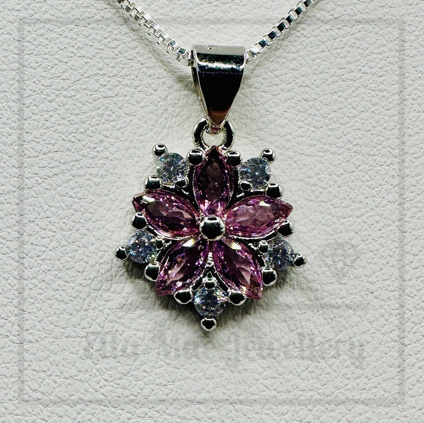 Pink Crystal Blossom Pendant 