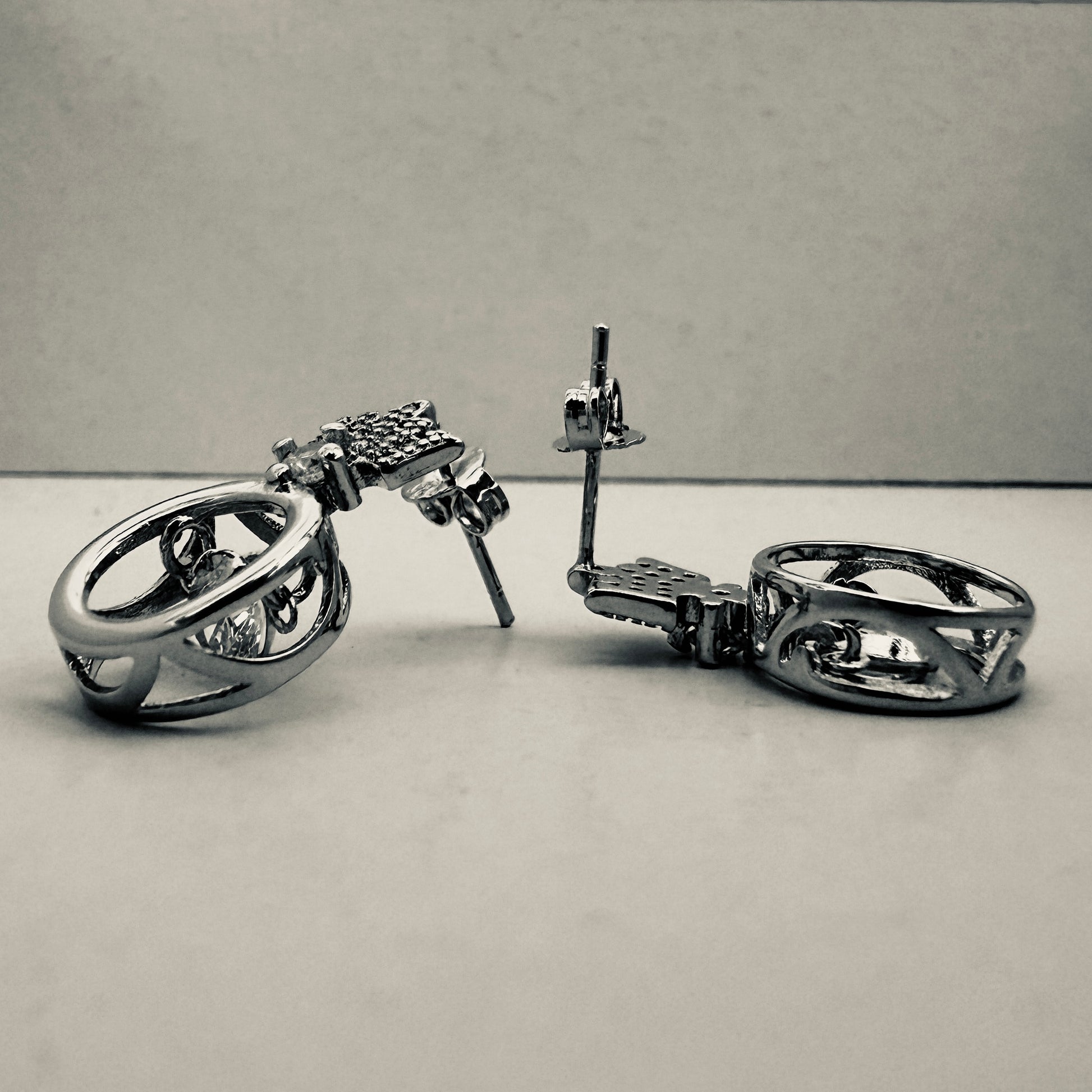 Pair of crystal crown silver stud earrings