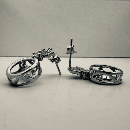 Pair of crystal crown silver stud earrings