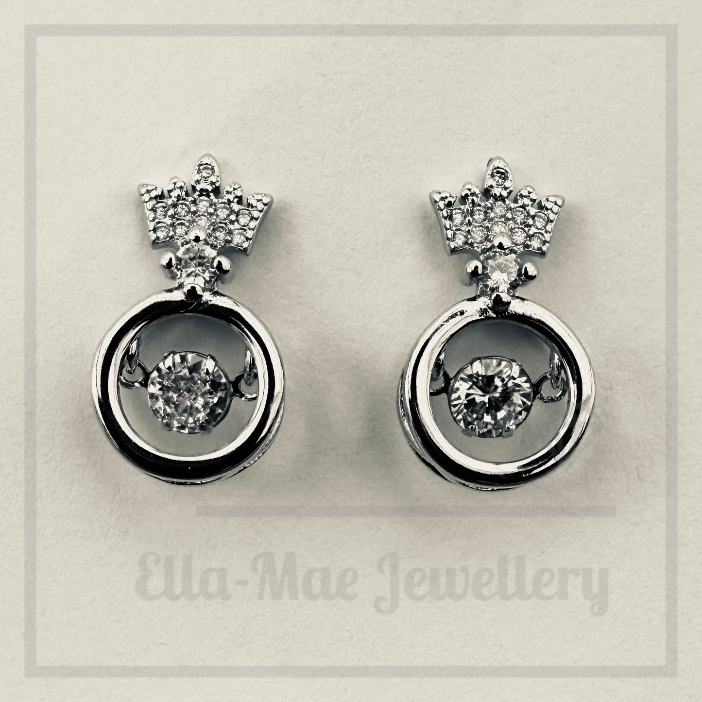 Pair of crystal crown stud earrings