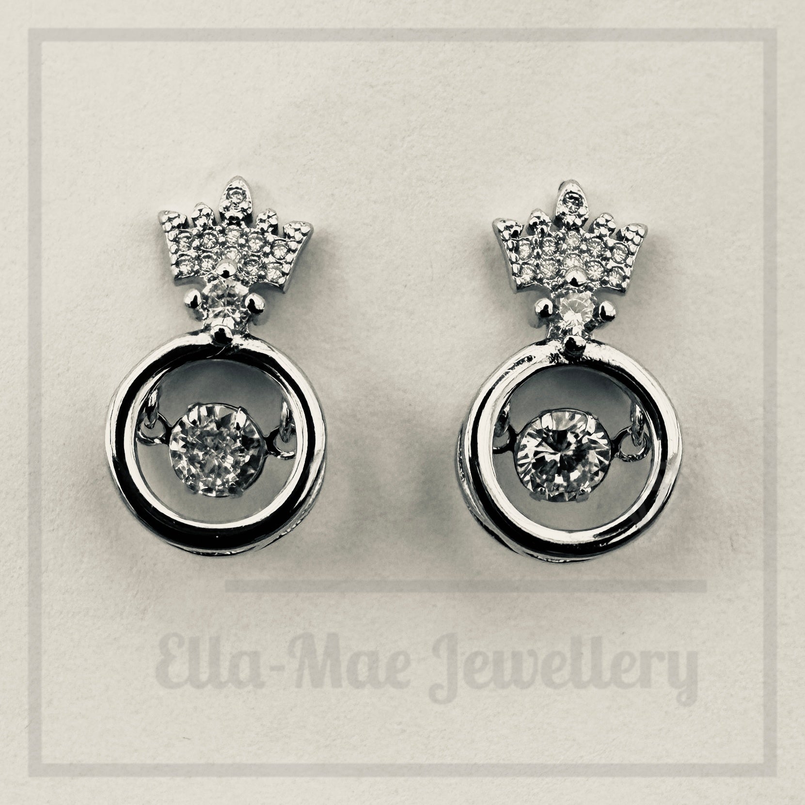 Pair of crystal crown stud earrings