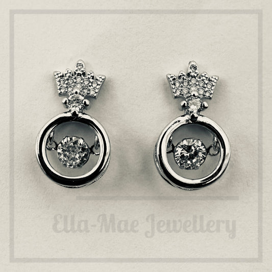 Pair of crystal crown stud earrings