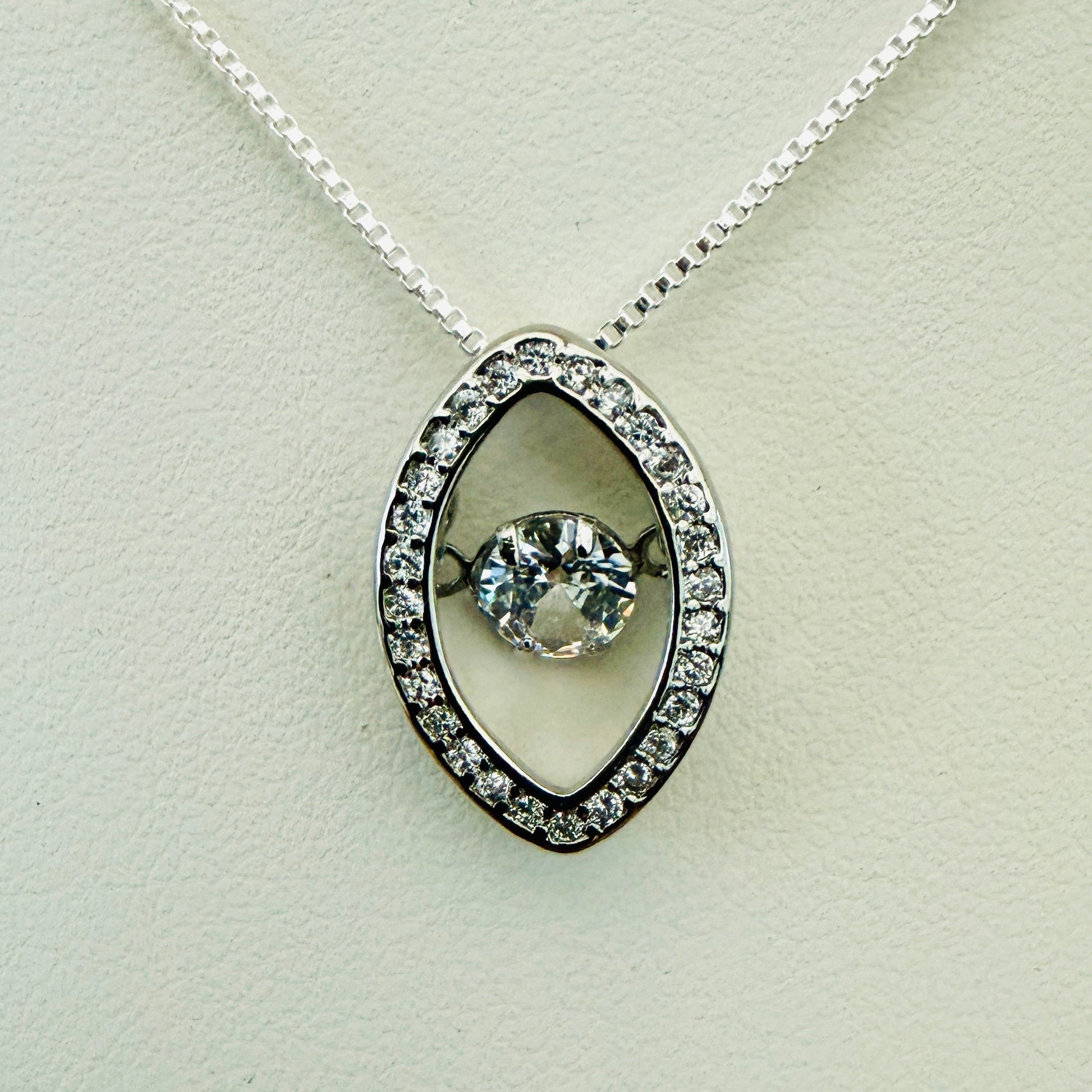 Dancing crystal marquise silver necklace