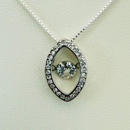 Dancing crystal marquise silver necklace