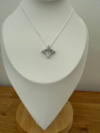 Dancing Crystal Four-Pointed Star Pendant 