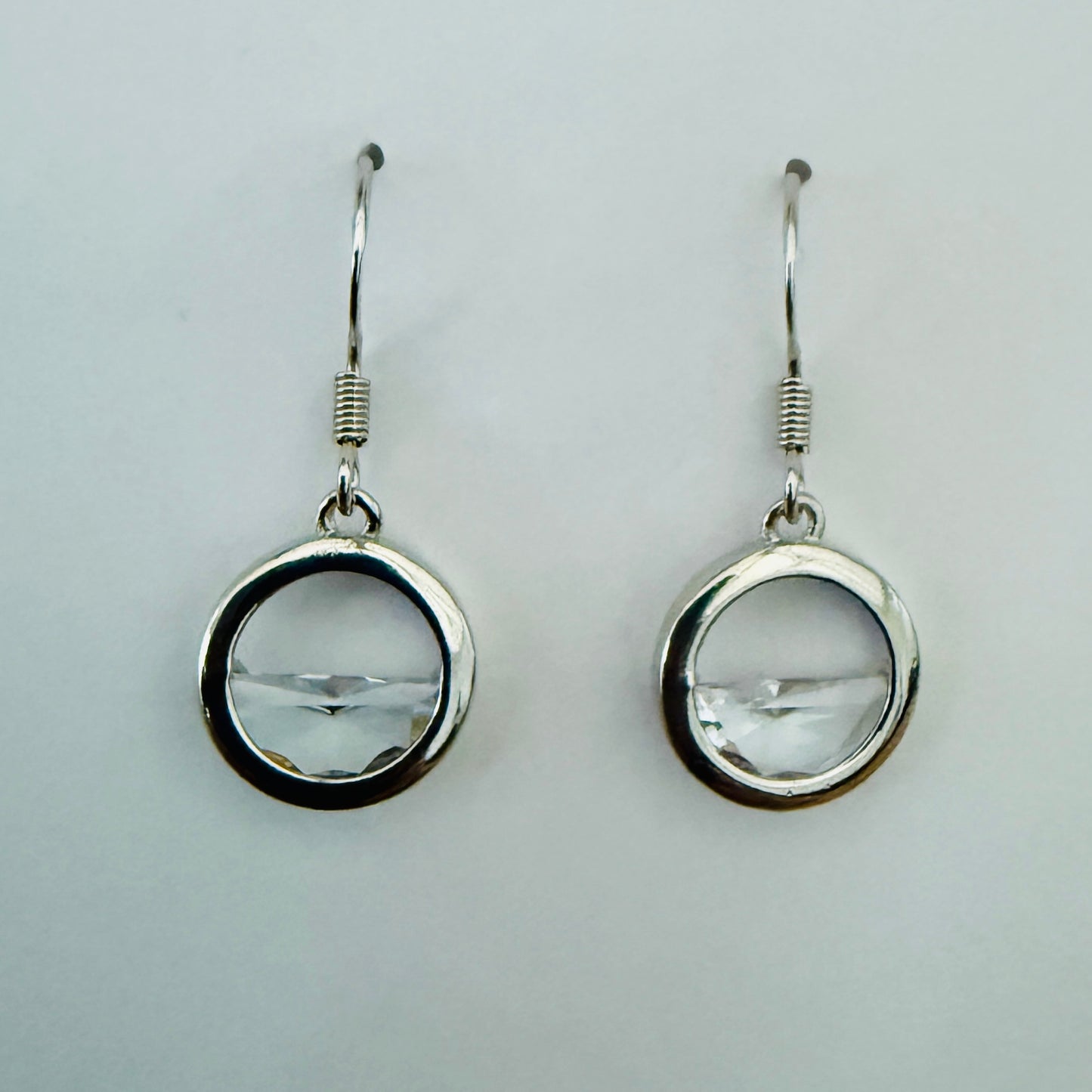 Silver Horizon Round Drop Earrings