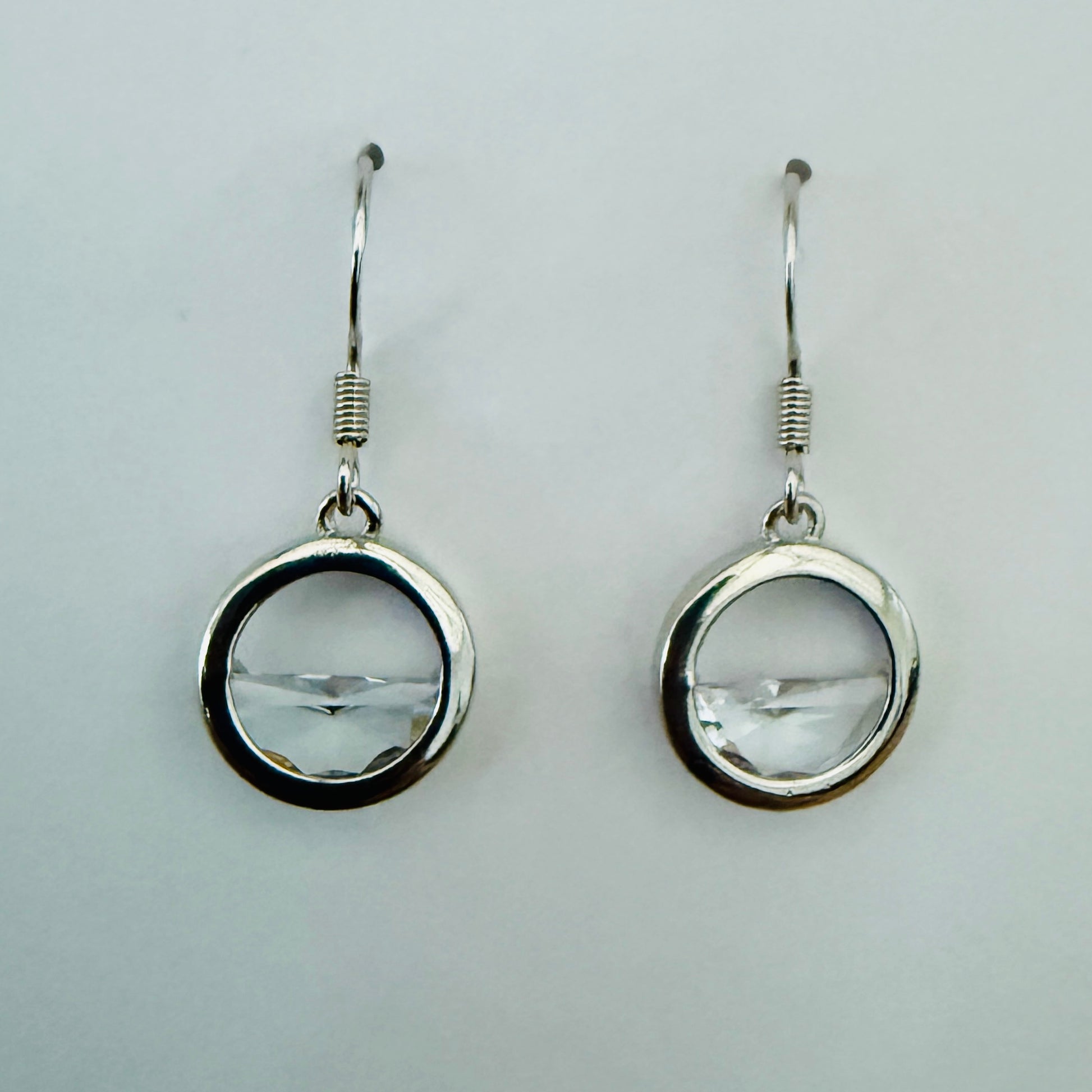 Silver Horizon Round Drop Earrings