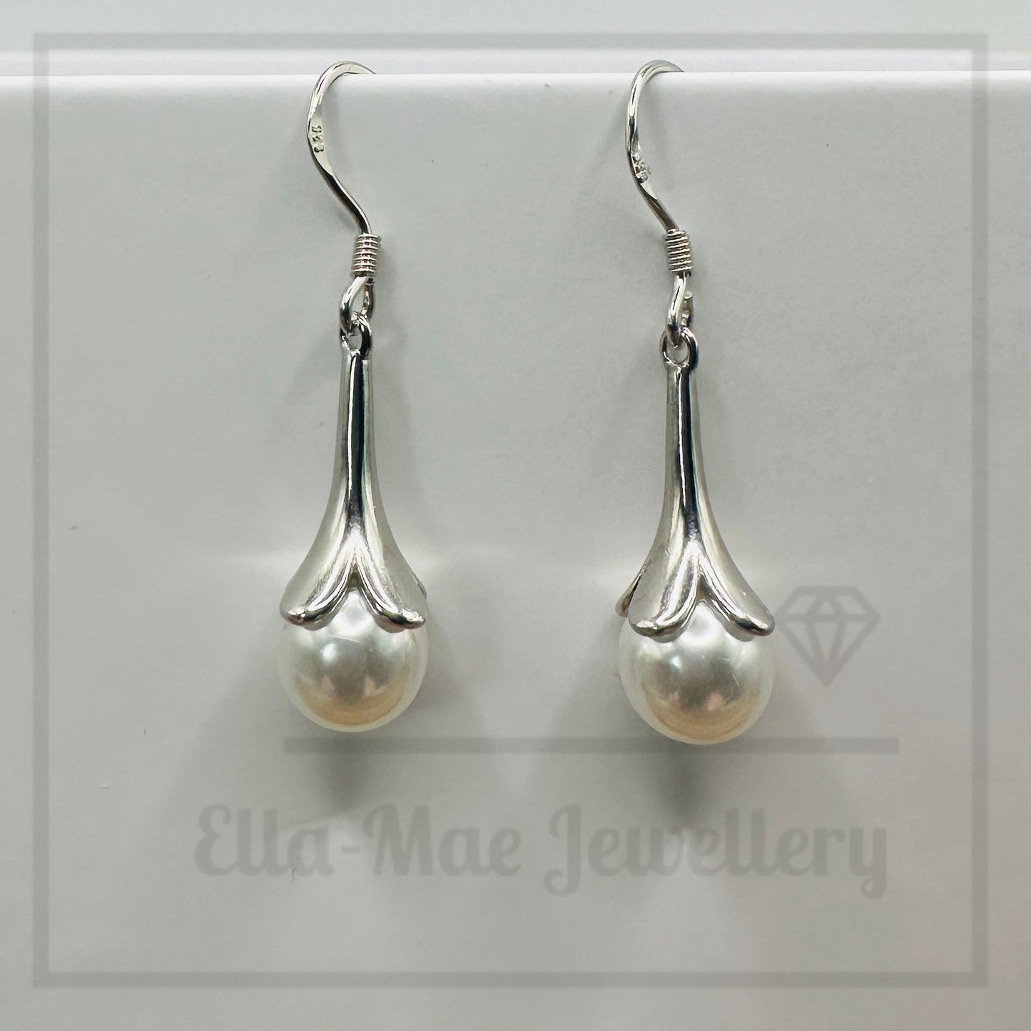 Silver Blossom Pearl Drop Earrings