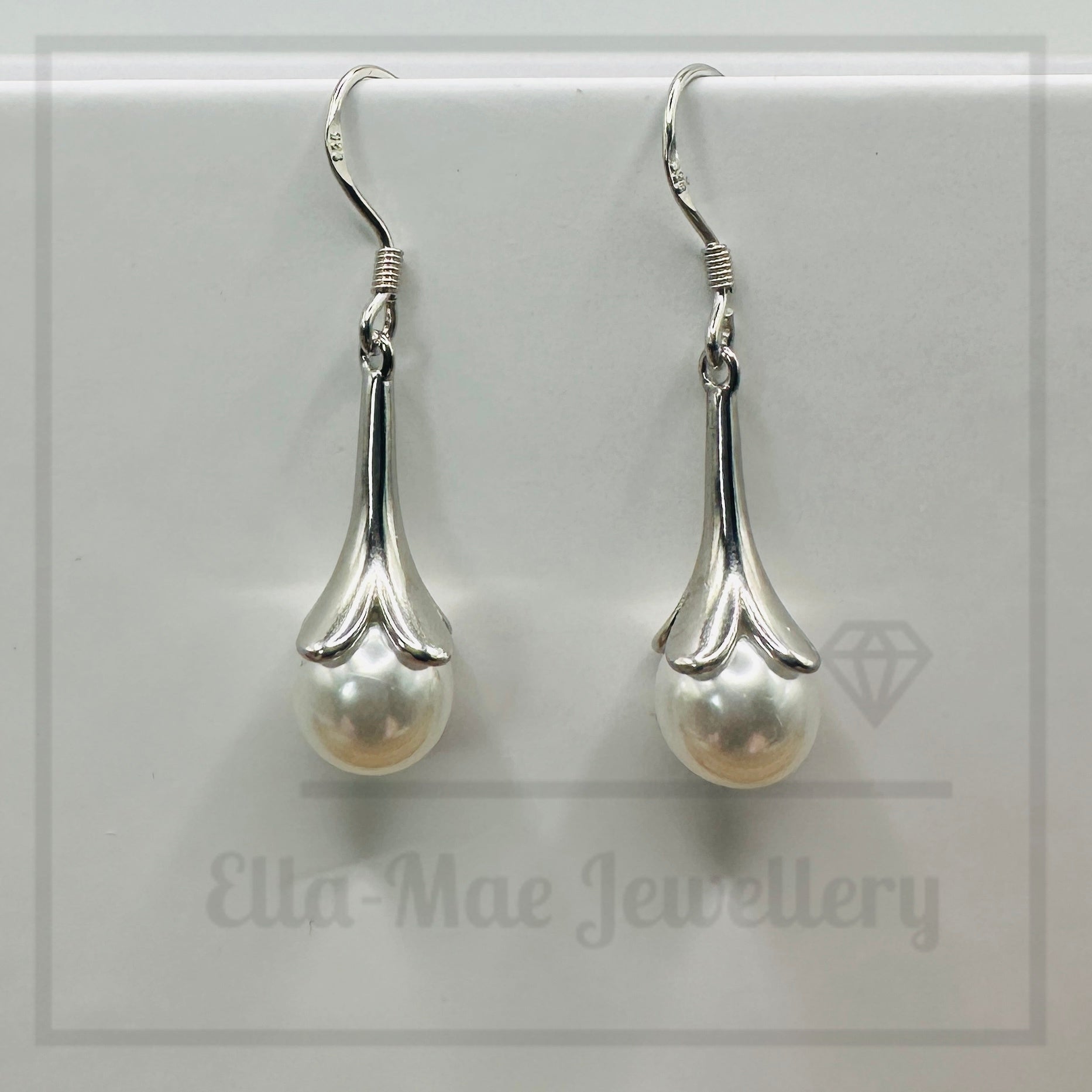 Silver Blossom Pearl Drop Earrings