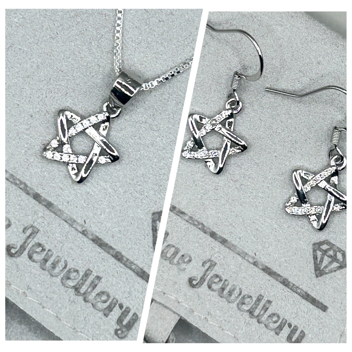 Celestial Star Pendant and Dangling Earrings Set