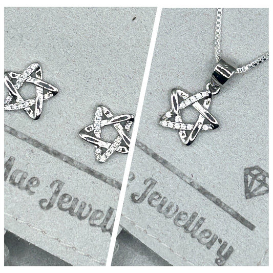 Celestial Star Pendant and Stud Earrings Set