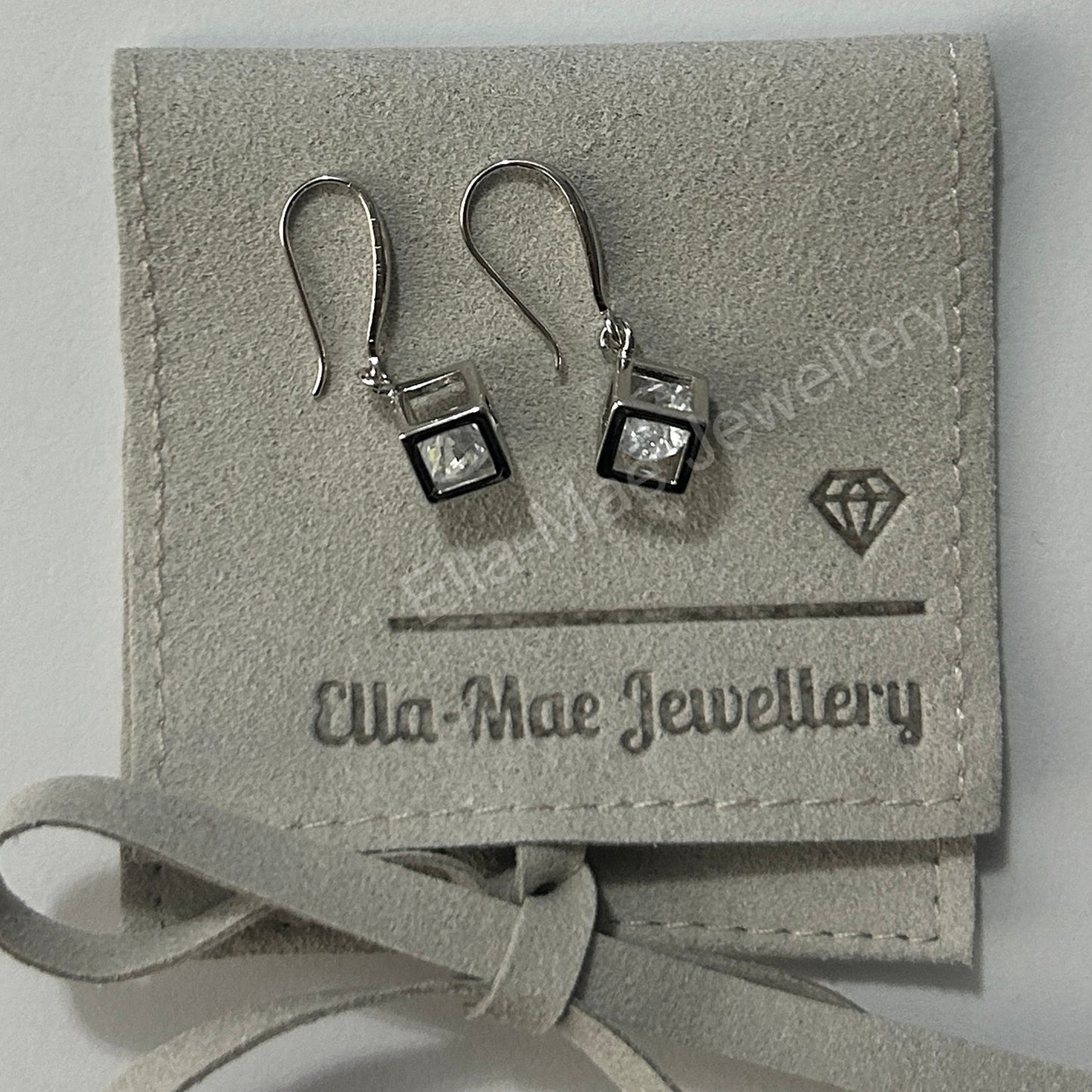 cubic zirconia cube dangling earrings 