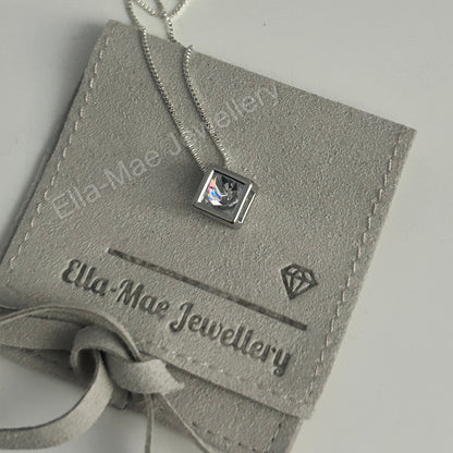 cubic zirconia cube necklace  