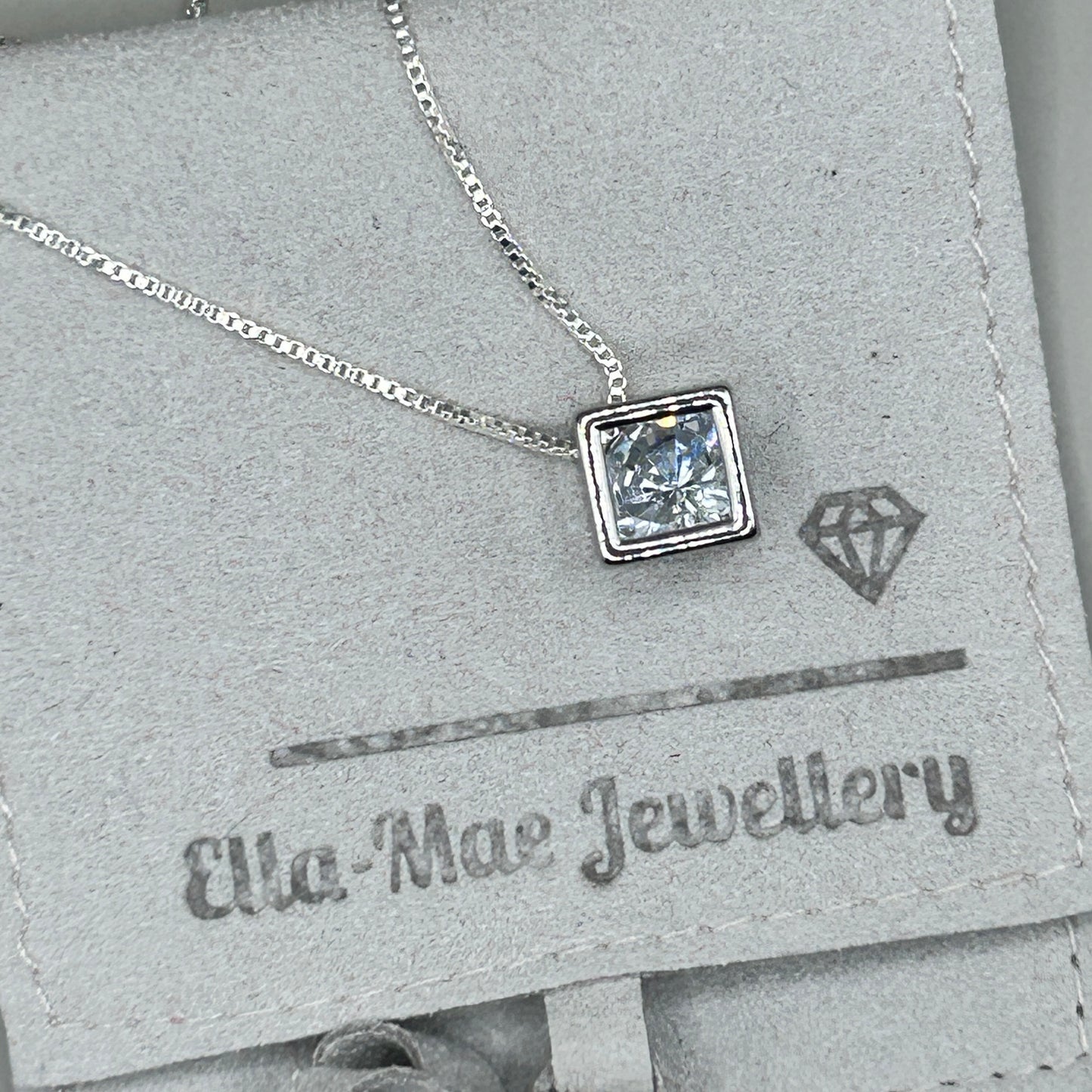 cubic zirconia silver cube pendant