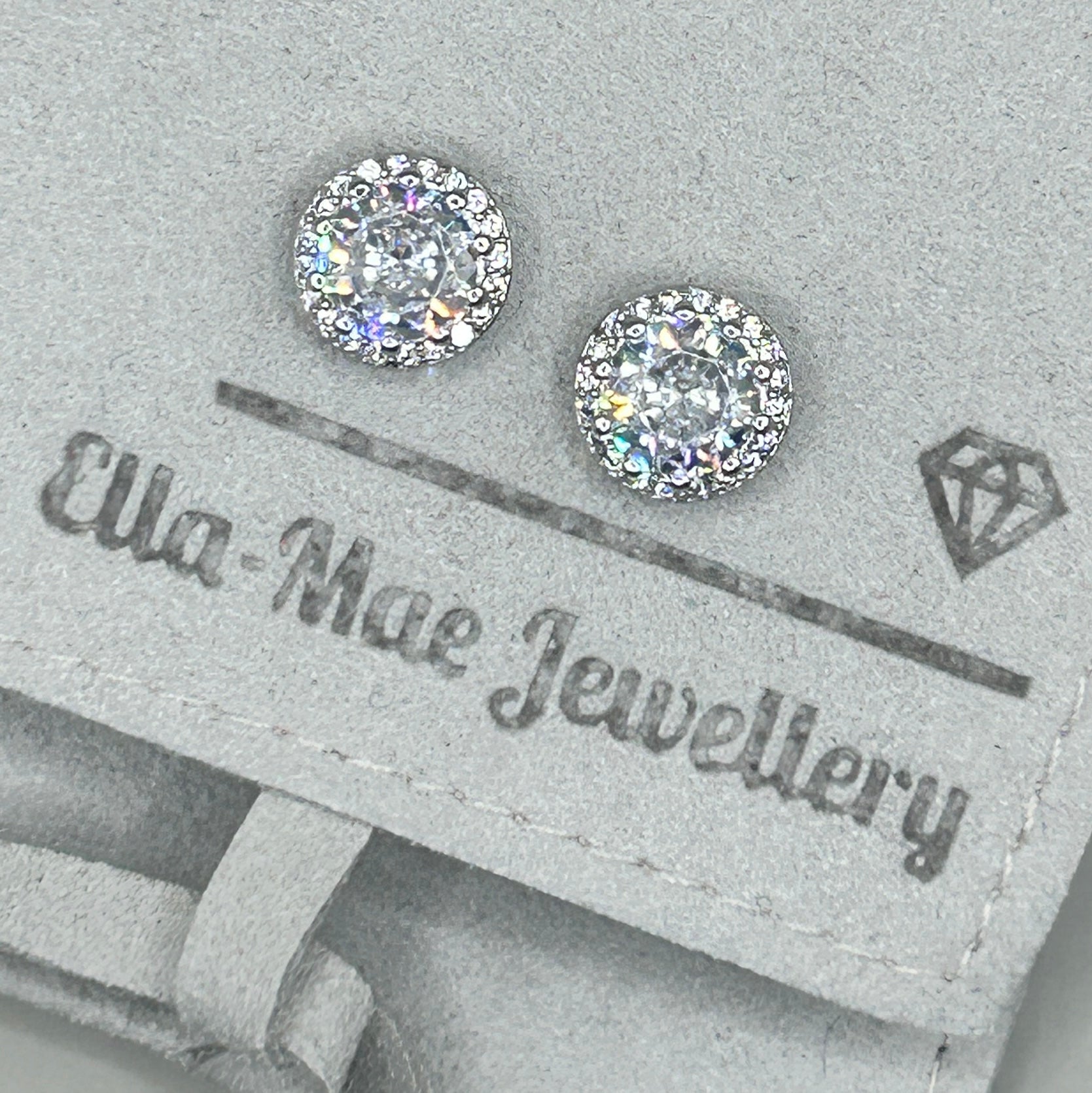 round sparkle halo stud earrings