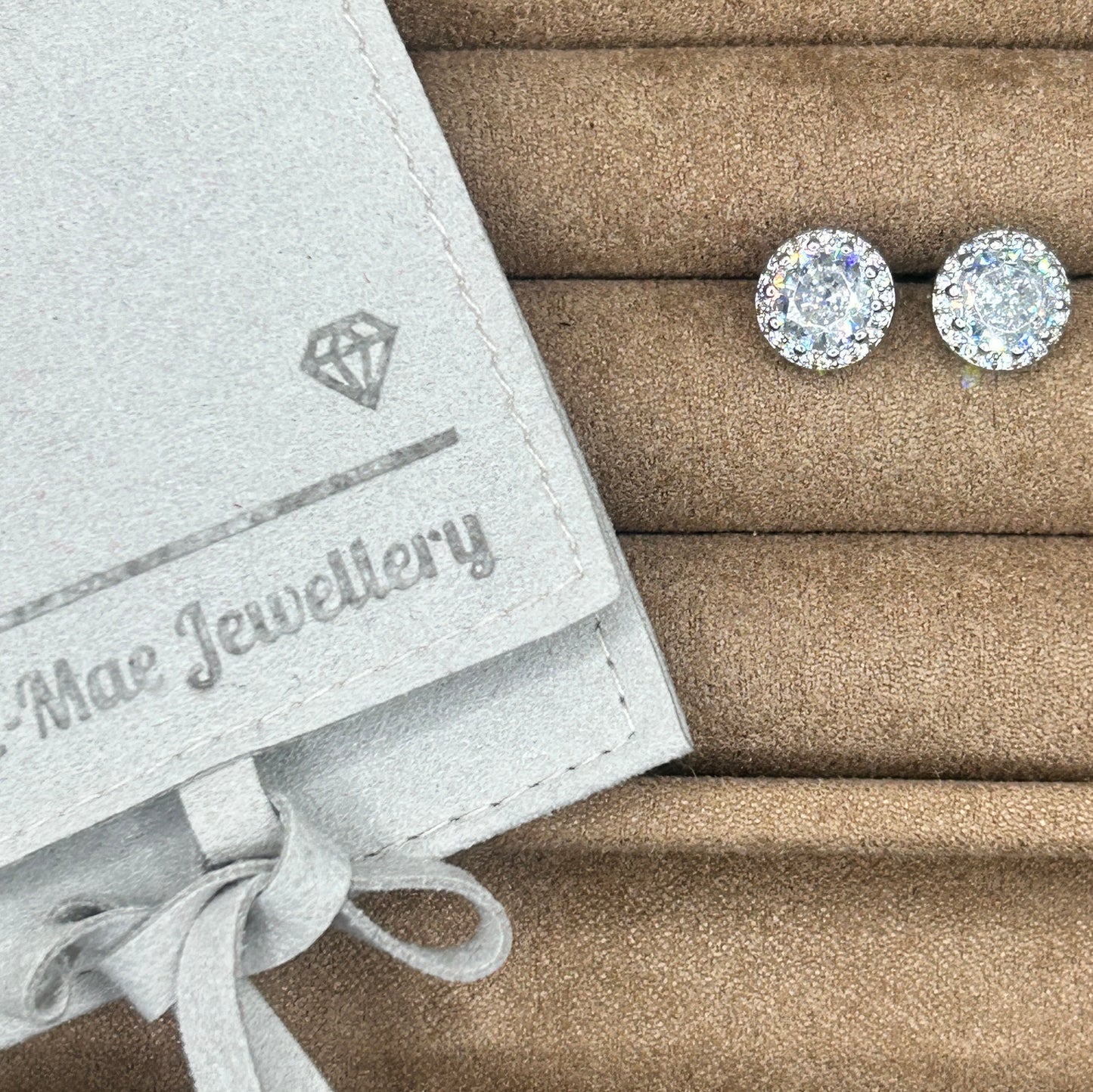 round sparkle halo studs