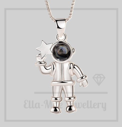 silver opal astronaut pendant