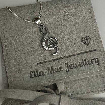 silver musical note necklace