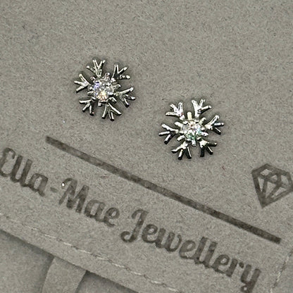 Silver Snowflake Stud Earrings