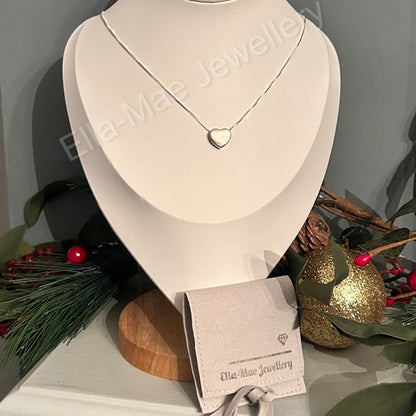 Smooth Heart Pendant on Silver Box Chain Necklace